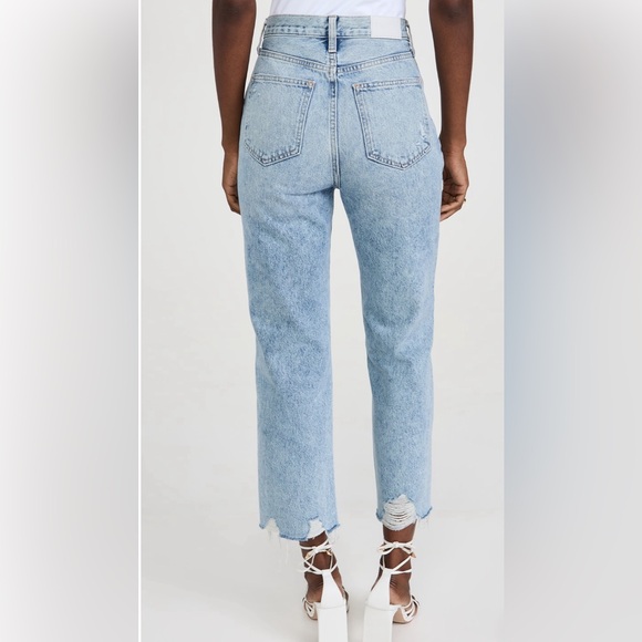Pistola Blue Ankle Cropped Jeans with Distressed Hem - Picture 5 of 6